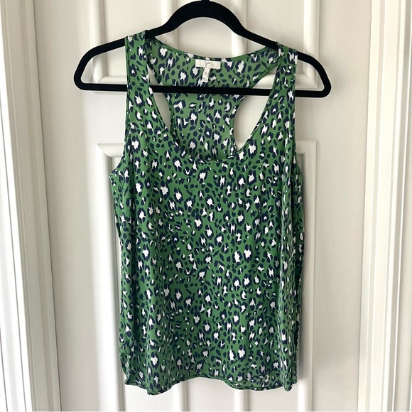 Joie Silk Cheetah Print Green Tank Top - Picture 1 of 5
